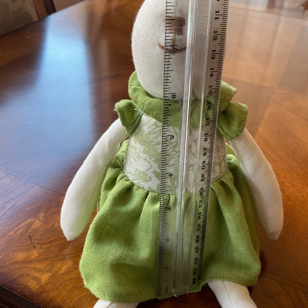 Bunny Rabbit In Dress, Home Decor, Sitting, green & white dress, ADORABLE - Picture 4 of 5